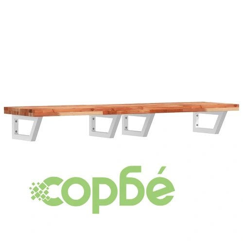 Стенен рафт за мивка, стомана и масивно дърво акация ➤ топ цена ➤ sorbe.bg