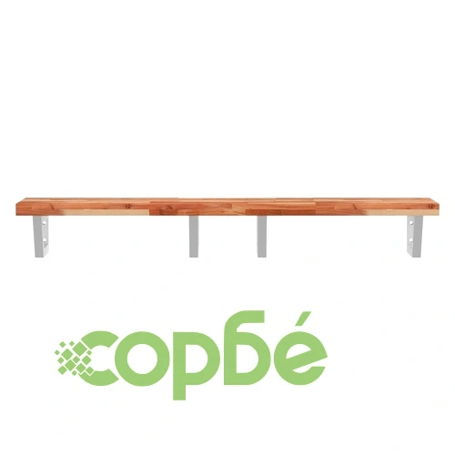 Стенен рафт за мивка, стомана и масивно дърво акация ➤ топ цена ➤ sorbe.bg