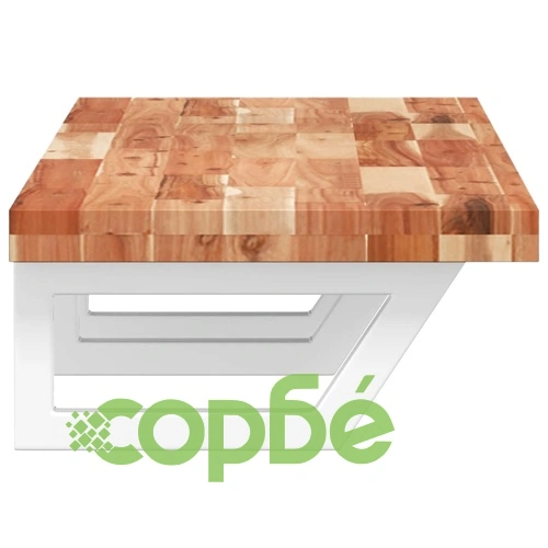 Стенен рафт за мивка, стомана и масивно дърво акация ➤ топ цена ➤ sorbe.bg