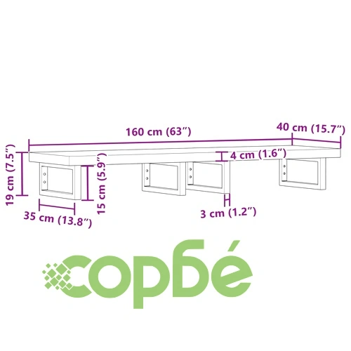 Стенен рафт за мивка, стомана и масивно дърво акация ➤ топ цена ➤ sorbe.bg