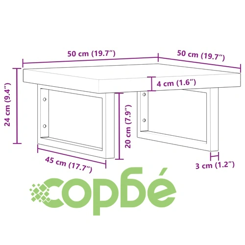 Стенен рафт за мивка, стомана и масивно дърво акация ➤ топ цена ➤ sorbe.bg