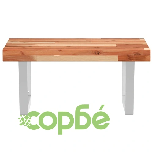 Стенен рафт за мивка, стомана и масивно дърво акация ➤ топ цена ➤ sorbe.bg