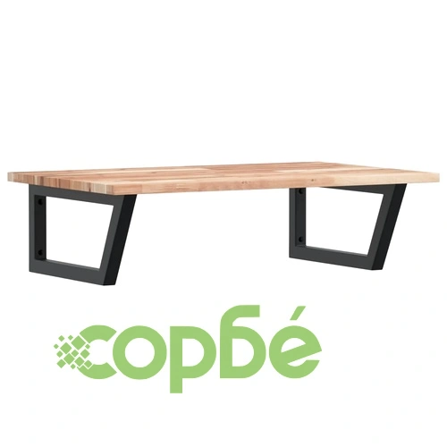 Стенен рафт за мивка, стомана и масивно дърво акация ➤ топ цена ➤ sorbe.bg