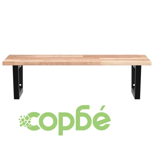 Стенен рафт за мивка, стомана и масивно дърво акация ➤ топ цена ➤ sorbe.bg