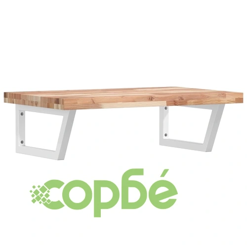 Стенен рафт за мивка, стомана и масивно дърво акация ➤ топ цена ➤ sorbe.bg