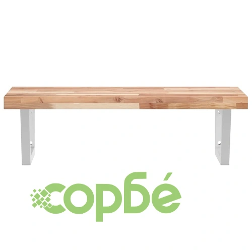 Стенен рафт за мивка, стомана и масивно дърво акация ➤ топ цена ➤ sorbe.bg