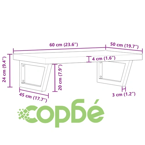 Стенен рафт за мивка, стомана и масивно дърво акация ➤ топ цена ➤ sorbe.bg