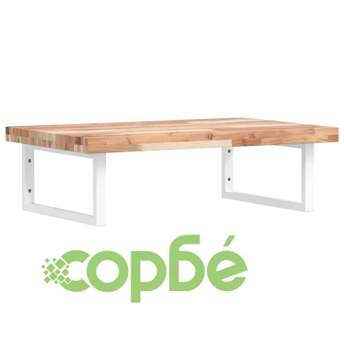 Стенен рафт за мивка, стомана и масивно дърво акация ➤ топ цена ➤ sorbe.bg