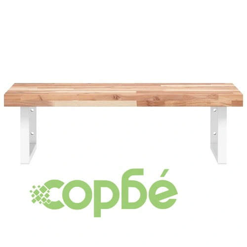 Стенен рафт за мивка, стомана и масивно дърво акация ➤ топ цена ➤ sorbe.bg