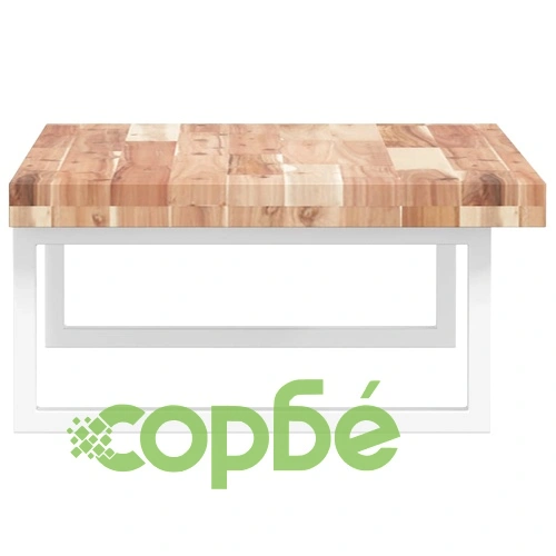 Стенен рафт за мивка, стомана и масивно дърво акация ➤ топ цена ➤ sorbe.bg