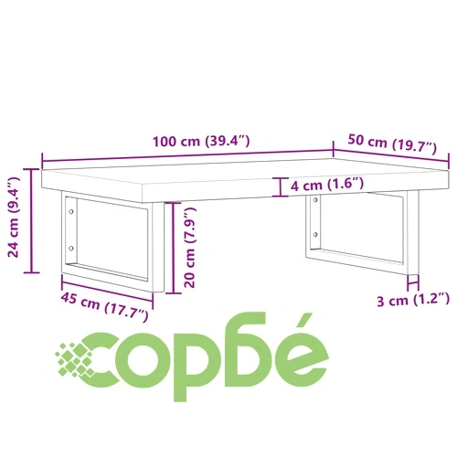 Стенен рафт за мивка, стомана и масивно дърво акация ➤ топ цена ➤ sorbe.bg