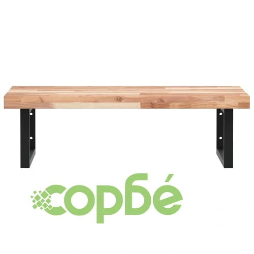 Стенен рафт за мивка, стомана и масивно дърво акация ➤ топ цена ➤ sorbe.bg