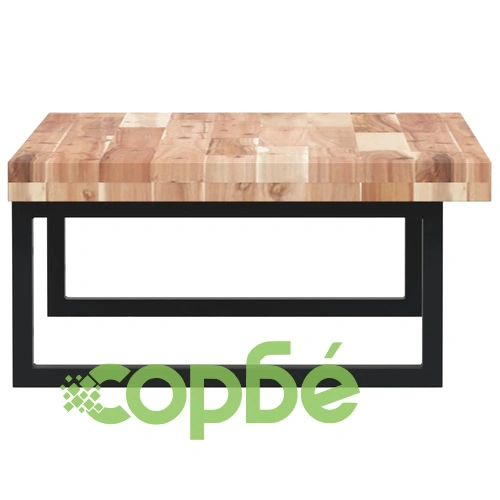 Стенен рафт за мивка, стомана и масивно дърво акация ➤ топ цена ➤ sorbe.bg