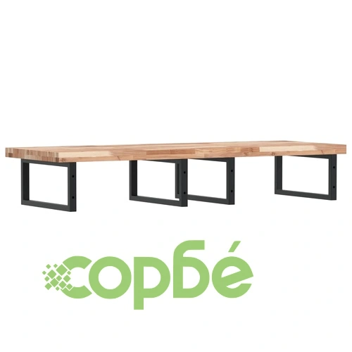 Стенен рафт за мивка, стомана и масивно дърво акация ➤ топ цена ➤ sorbe.bg