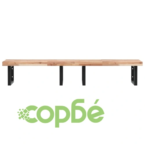 Стенен рафт за мивка, стомана и масивно дърво акация ➤ топ цена ➤ sorbe.bg