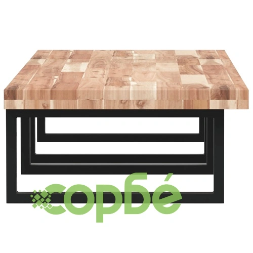 Стенен рафт за мивка, стомана и масивно дърво акация ➤ топ цена ➤ sorbe.bg