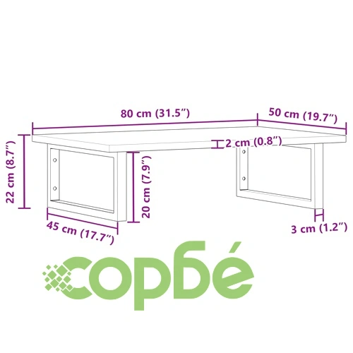 Стенен рафт за мивка, стомана и масивно дърво акация ➤ топ цена ➤ sorbe.bg