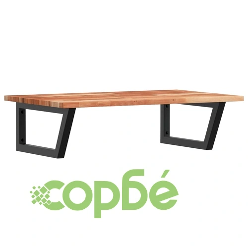 Стенен рафт за мивка, стомана и масивно дърво акация ➤ топ цена ➤ sorbe.bg