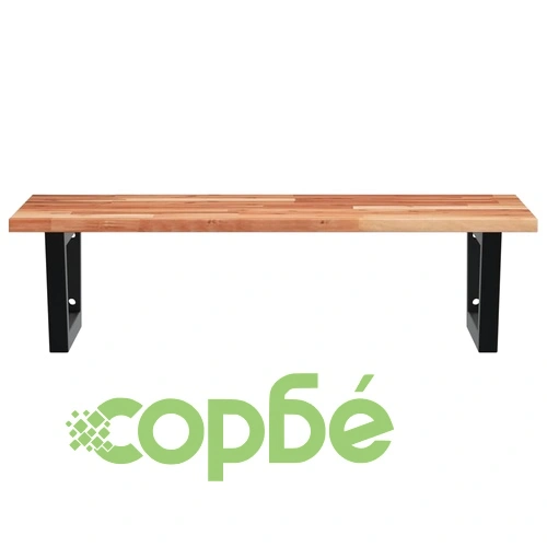 Стенен рафт за мивка, стомана и масивно дърво акация ➤ топ цена ➤ sorbe.bg