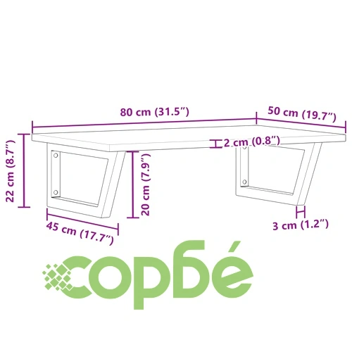 Стенен рафт за мивка, стомана и масивно дърво акация ➤ топ цена ➤ sorbe.bg