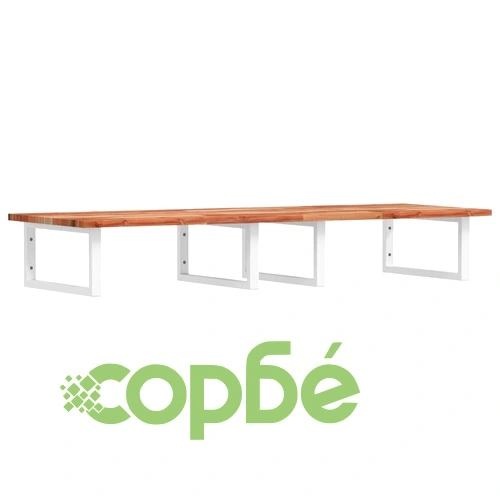 Стенен рафт за мивка, стомана и масивно дърво акация ➤ топ цена ➤ sorbe.bg