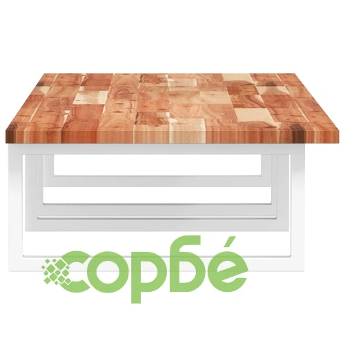 Стенен рафт за мивка, стомана и масивно дърво акация ➤ топ цена ➤ sorbe.bg