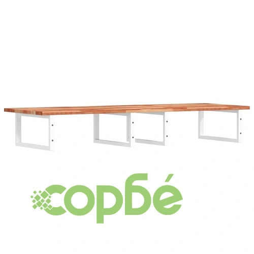 Стенен рафт за мивка, стомана и масивно дърво акация ➤ топ цена ➤ sorbe.bg