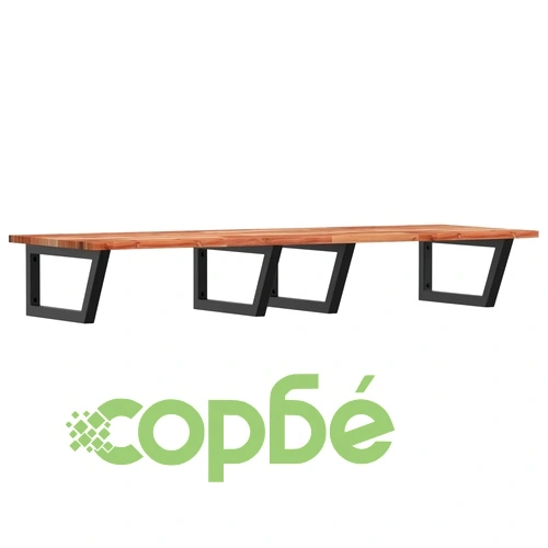 Стенен рафт за мивка, стомана и масивно дърво акация ➤ топ цена ➤ sorbe.bg