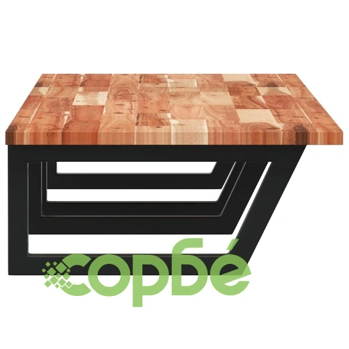 Стенен рафт за мивка, стомана и масивно дърво акация ➤ топ цена ➤ sorbe.bg