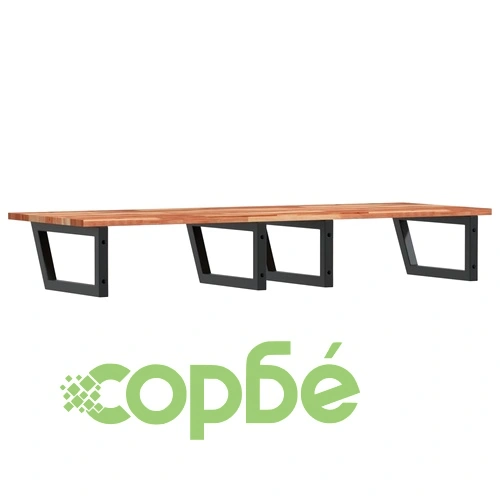 Стенен рафт за мивка, стомана и масивно дърво акация ➤ топ цена ➤ sorbe.bg