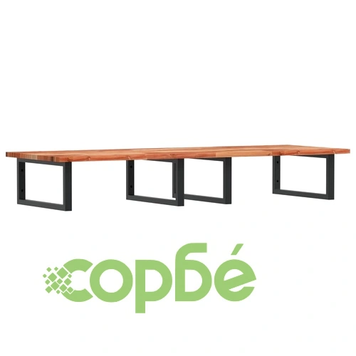 Стенен рафт за мивка, стомана и масивно дърво акация ➤ топ цена ➤ sorbe.bg