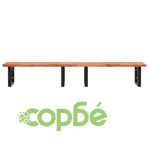 Стенен рафт за мивка, стомана и масивно дърво акация ➤ топ цена ➤ sorbe.bg