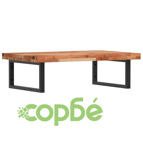 Стенен рафт за мивка, стомана и масивно дърво акация ➤ топ цена ➤ sorbe.bg