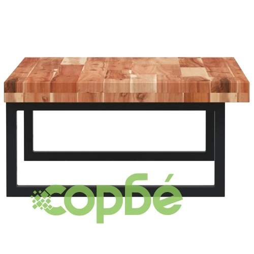 Стенен рафт за мивка, стомана и масивно дърво акация ➤ топ цена ➤ sorbe.bg