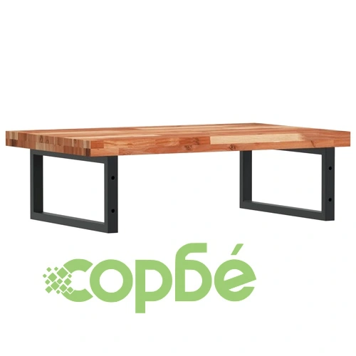 Стенен рафт за мивка, стомана и масивно дърво акация ➤ топ цена ➤ sorbe.bg