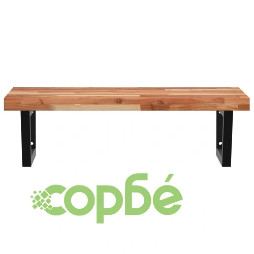 Стенен рафт за мивка, стомана и масивно дърво акация ➤ топ цена ➤ sorbe.bg