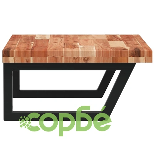 Стенен рафт за мивка, стомана и масивно дърво акация ➤ топ цена ➤ sorbe.bg