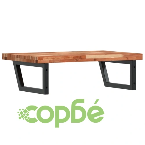 Стенен рафт за мивка, стомана и масивно дърво акация ➤ топ цена ➤ sorbe.bg