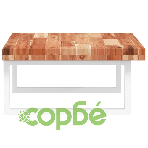 Стенен рафт за мивка, стомана и масивно дърво акация ➤ топ цена ➤ sorbe.bg