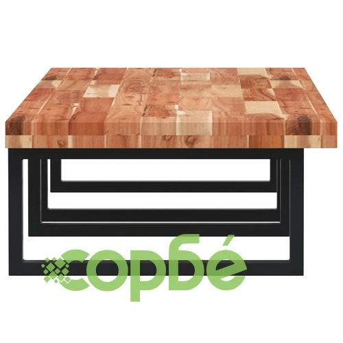 Стенен рафт за мивка, стомана и масивно дърво акация ➤ топ цена ➤ sorbe.bg