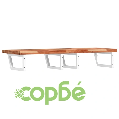 Стенен рафт за мивка, стомана и масивно дърво акация ➤ топ цена ➤ sorbe.bg