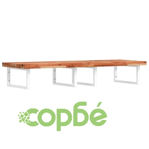 Стенен рафт за мивка, стомана и масивно дърво акация ➤ топ цена ➤ sorbe.bg