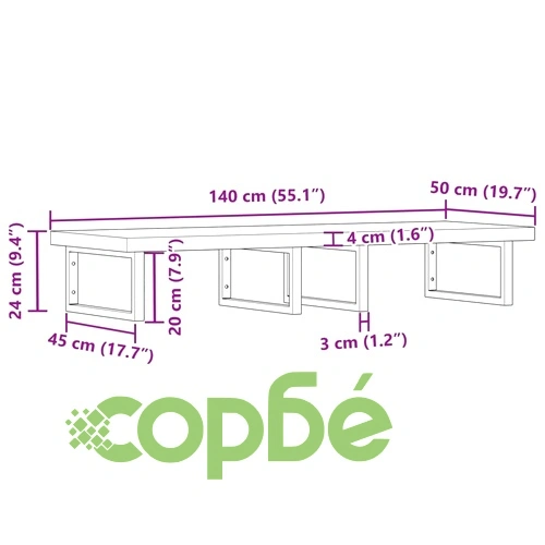 Стенен рафт за мивка, стомана и масивно дърво акация ➤ топ цена ➤ sorbe.bg