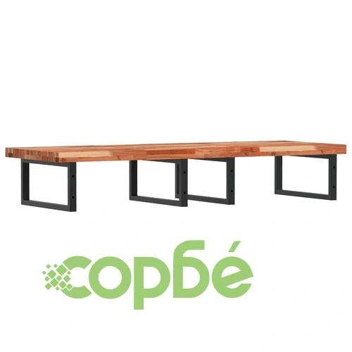 Стенен рафт за мивка, стомана и масивно дърво акация ➤ топ цена ➤ sorbe.bg