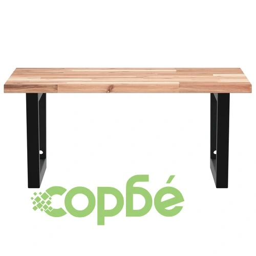 Стенен рафт за мивка, стомана и масивно дърво акация ➤ топ цена ➤ sorbe.bg