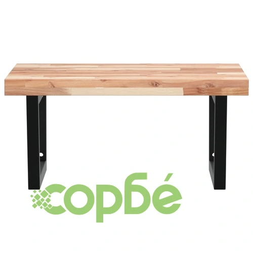 Стенен рафт за мивка, стомана и масивно дърво акация ➤ топ цена ➤ sorbe.bg