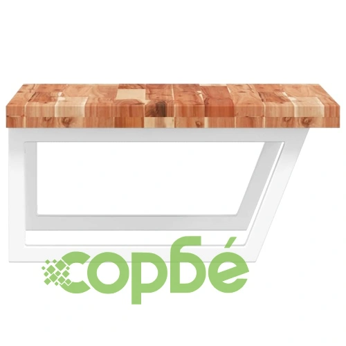 Стенен рафт за мивка, стомана и масивно дърво акация ➤ топ цена ➤ sorbe.bg