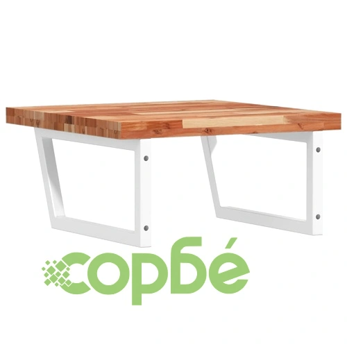 Стенен рафт за мивка, стомана и масивно дърво акация ➤ топ цена ➤ sorbe.bg