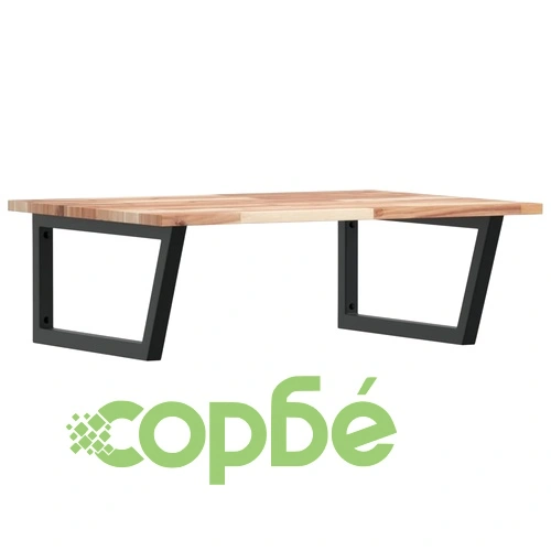 Стенен рафт за мивка, стомана и масивно дърво акация ➤ топ цена ➤ sorbe.bg