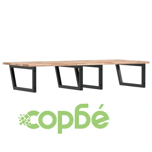 Стенен рафт за мивка, стомана и масивно дърво акация ➤ топ цена ➤ sorbe.bg